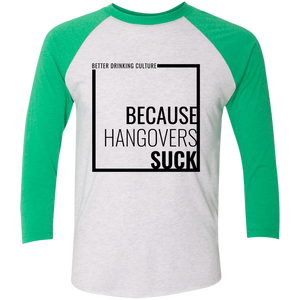 Because Hangovers Suck Baseball T-Shirt (black print)